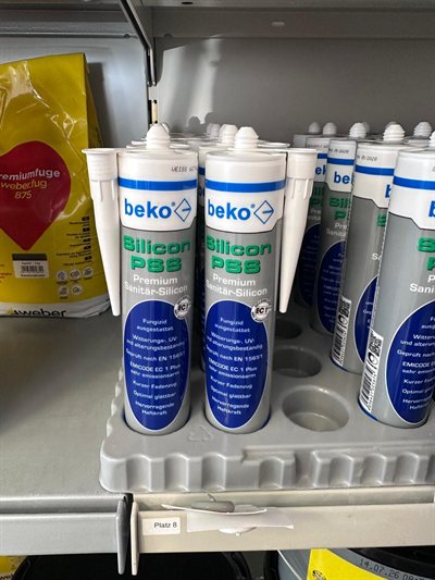 beko Silicon PSS, Gebinde im Regal bei Karsen Baustoff