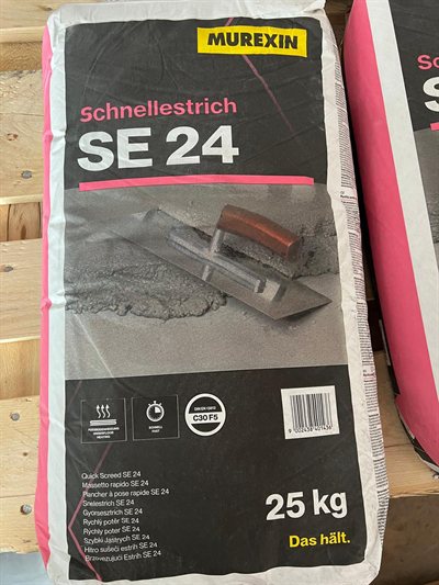Murexin Schnellestrich SE 24, Gebinde im Regal bei Karsen Baustoff