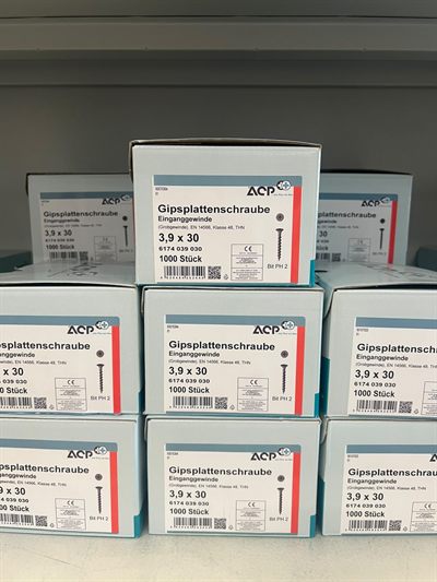 ACP Gipsplattenschraube Eingangewinde, Gebinde im Regal bei Karsen Baustoff