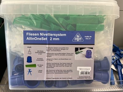 HaWe Fliesen Nivelliersystem AllinOneSet 2 mm, Gebinde im Regal bei Karsen Baustoff